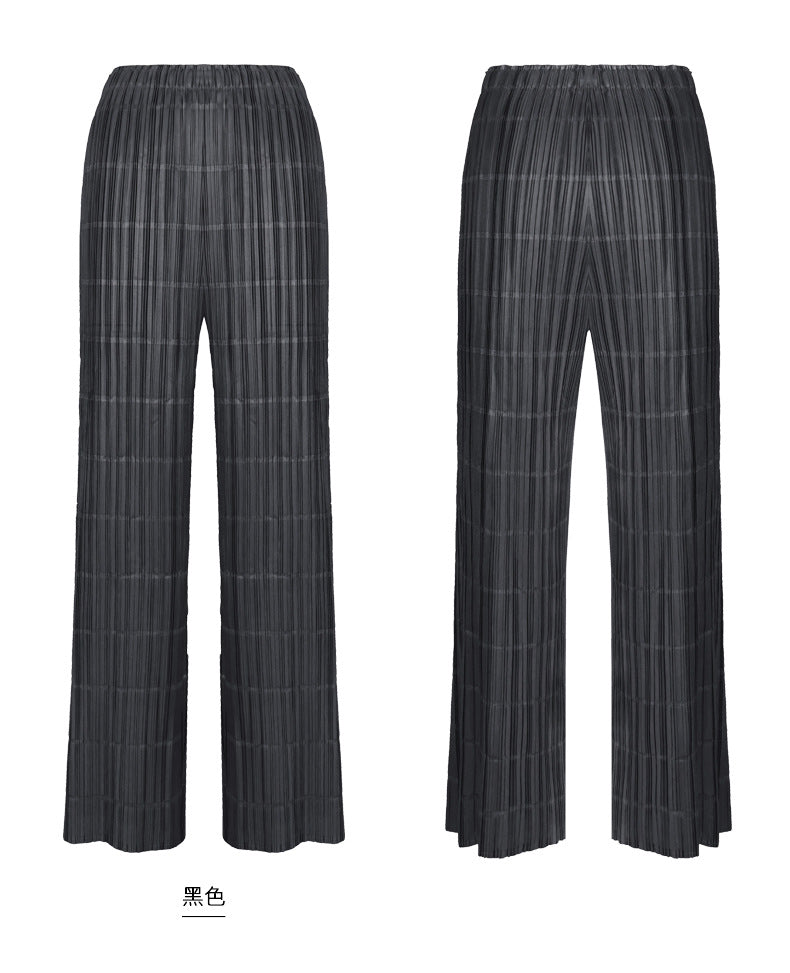 Miyake 2026 Summer Pleated Cropped Pants Slim Fit Loose Versatile Slimming Casual Straight Pants Japanese and Korean Casual Style
