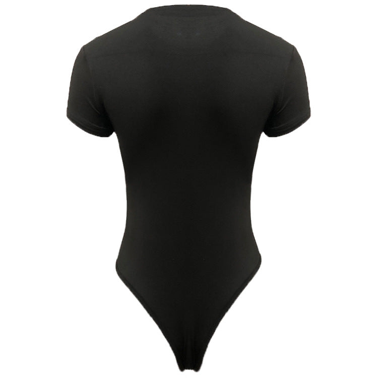 2025 summer new casual women's clothing Europe and the United States cross-border short sleeve jumpsuit foreign trade tight jumpsuit bodysuit