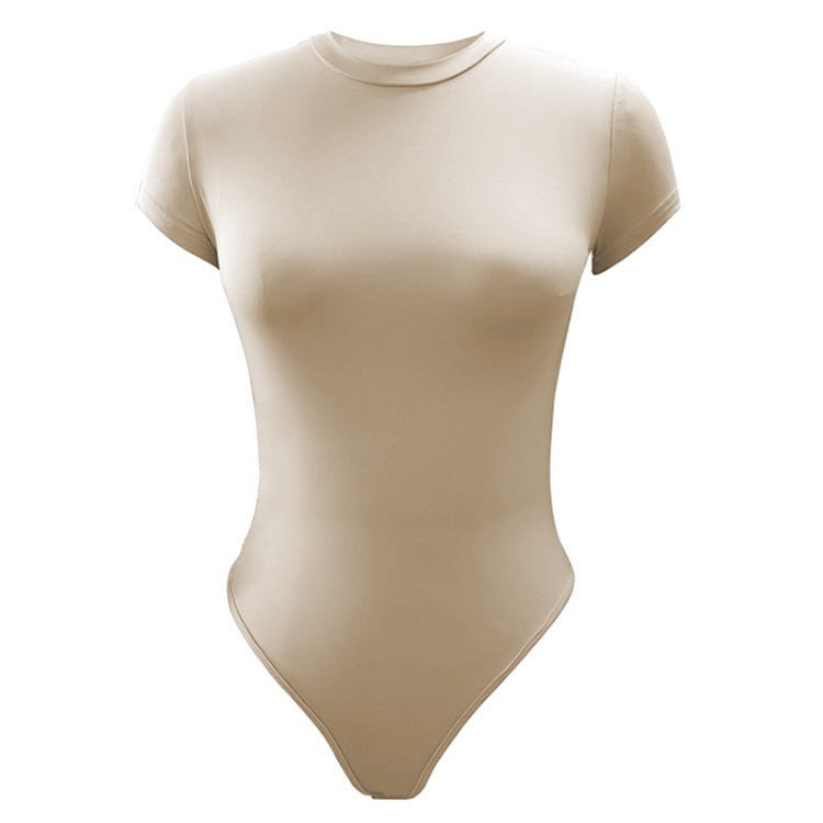 2025 summer new casual women's clothing Europe and the United States cross-border short sleeve jumpsuit foreign trade tight jumpsuit bodysuit