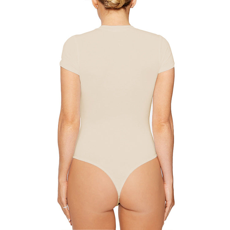 2025 summer new casual women's clothing Europe and the United States cross-border short sleeve jumpsuit foreign trade tight jumpsuit bodysuit