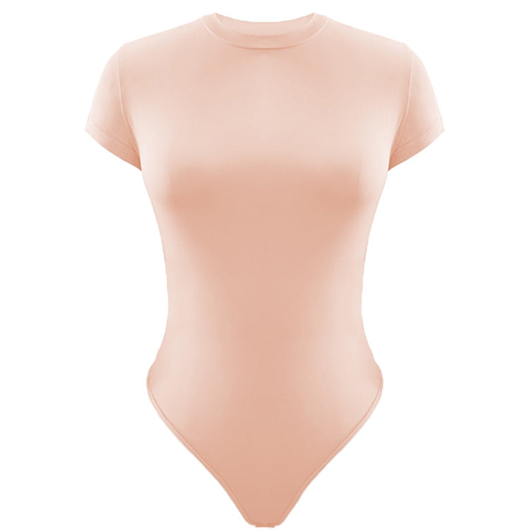 2025 summer new casual women's clothing Europe and the United States cross-border short sleeve jumpsuit foreign trade tight jumpsuit bodysuit
