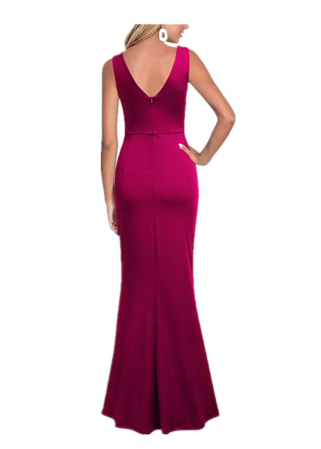 2024 Cross-Border Women's Sleeveless V Neck Slit Evening Dress Cocktail Party Dress