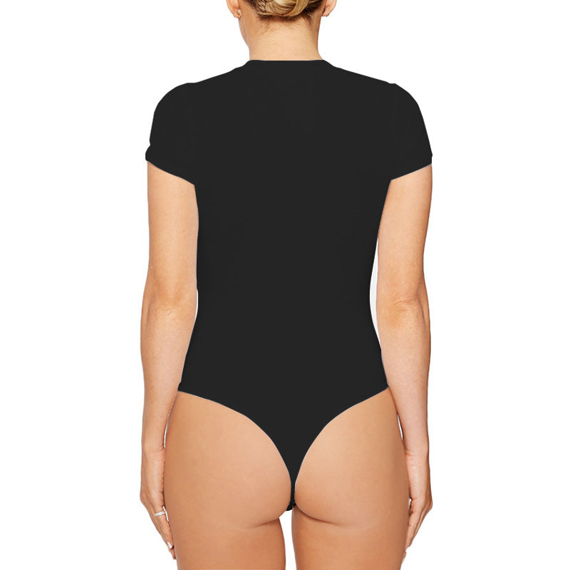 2025 summer new casual women's clothing Europe and the United States cross-border short sleeve jumpsuit foreign trade tight jumpsuit bodysuit