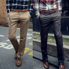 Spring and summer leggings suit pants British trousers men's business casual pants Korean slim straight black thin