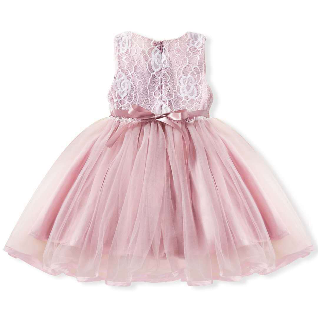 Sleeveless Baby Kids Lace Mesh Dresses for Children's Wedding Party Clothing Princess Girls Flowers Dress