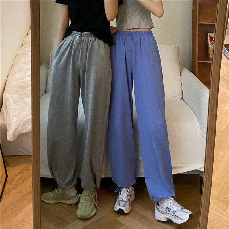 Women's Athletic Casual Pants Autumn 2025 New High-Waisted Jogger Cropped Pants Korean Style Loose Wide-Leg Pants Wholesale