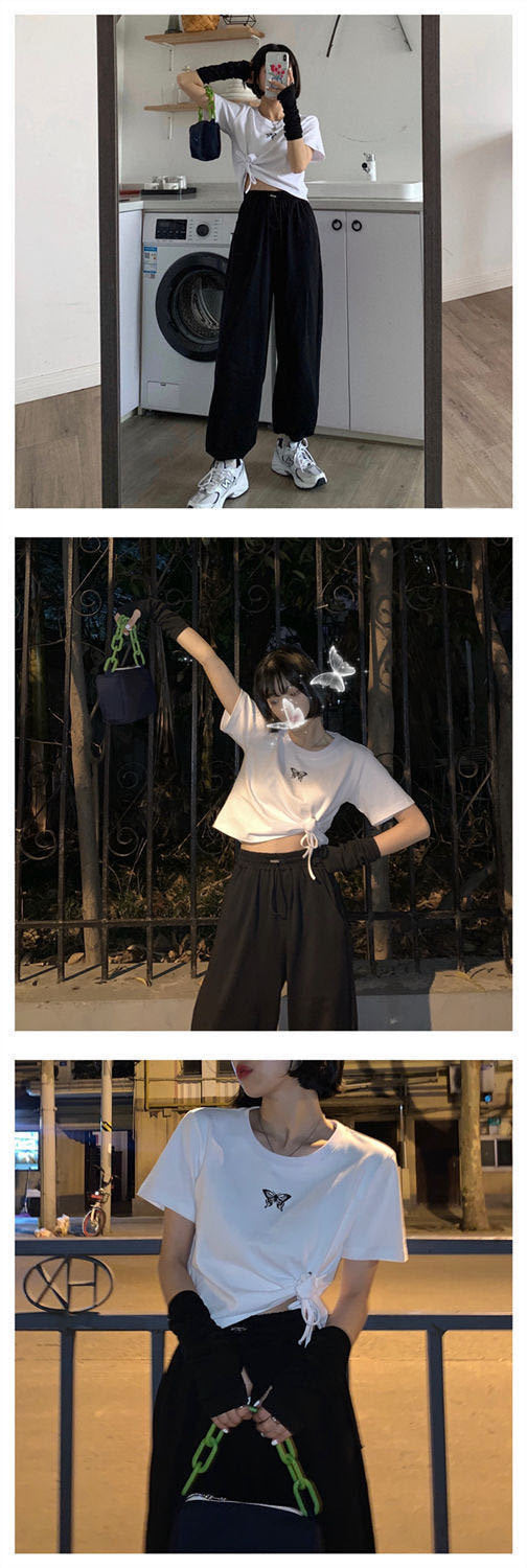Women's Athletic Casual Pants Autumn 2025 New High-Waisted Jogger Cropped Pants Korean Style Loose Wide-Leg Pants Wholesale
