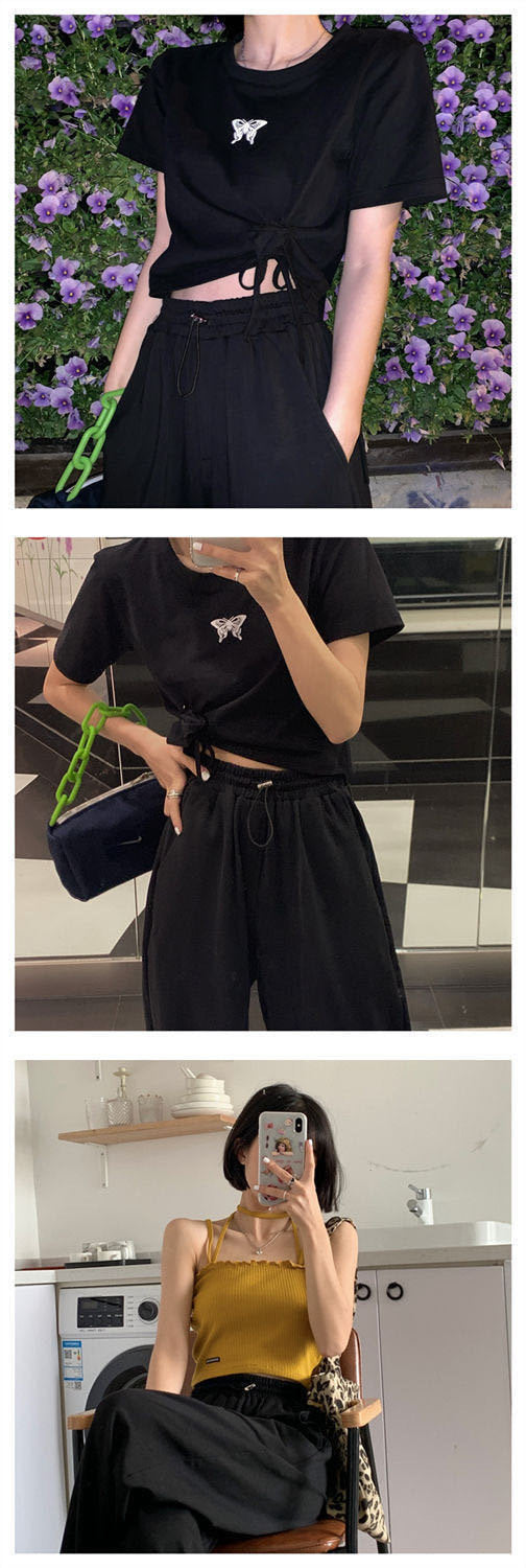 Women's Athletic Casual Pants Autumn 2025 New High-Waisted Jogger Cropped Pants Korean Style Loose Wide-Leg Pants Wholesale
