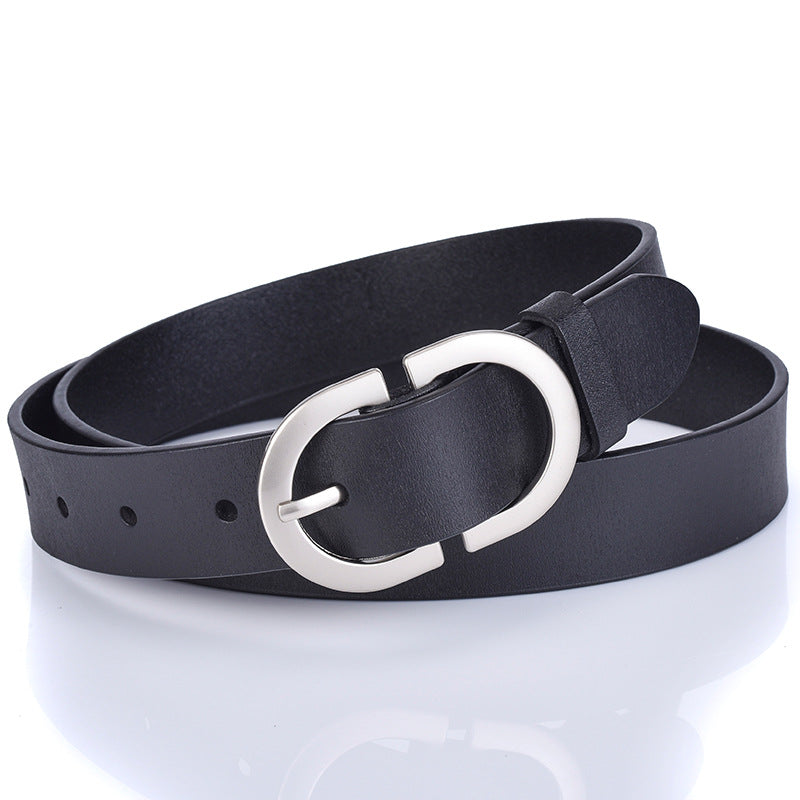 New ladies belt leather cowhide belt buckle Joker casual retro pants with a generation of factory outlets