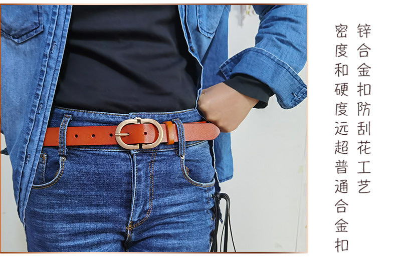 New ladies belt leather cowhide belt buckle Joker casual retro pants with a generation of factory outlets