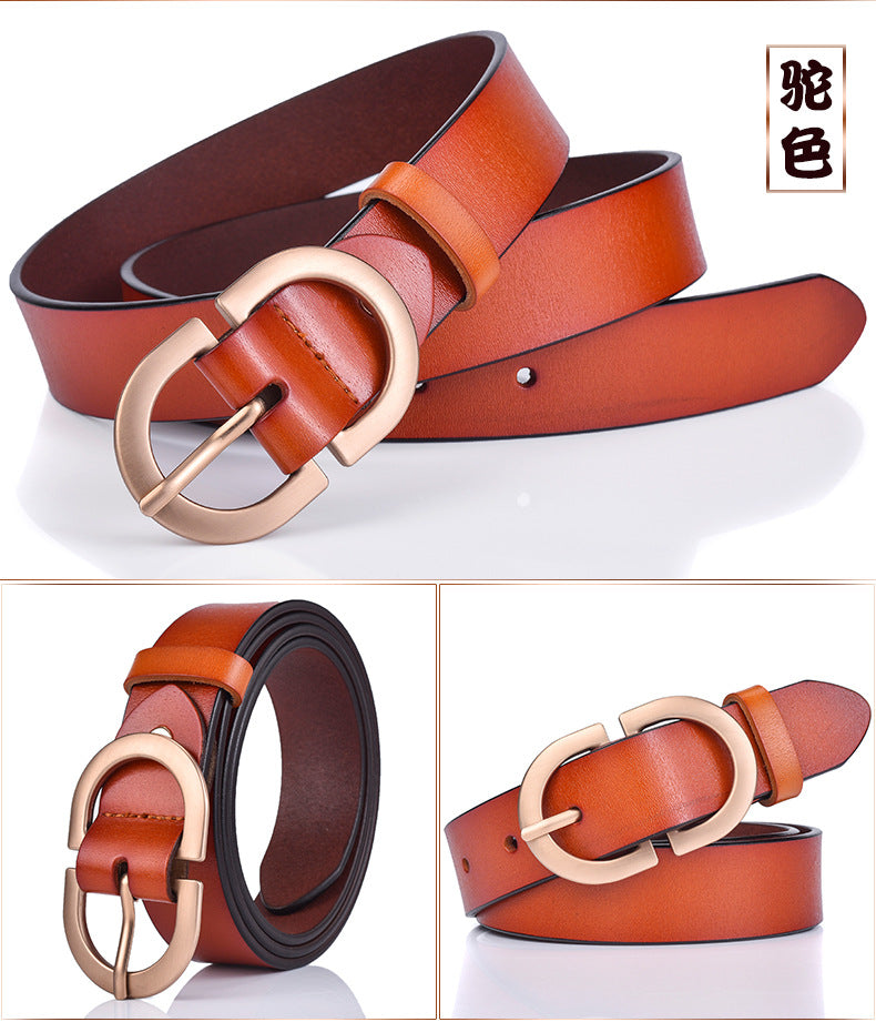 New ladies belt leather cowhide belt buckle Joker casual retro pants with a generation of factory outlets