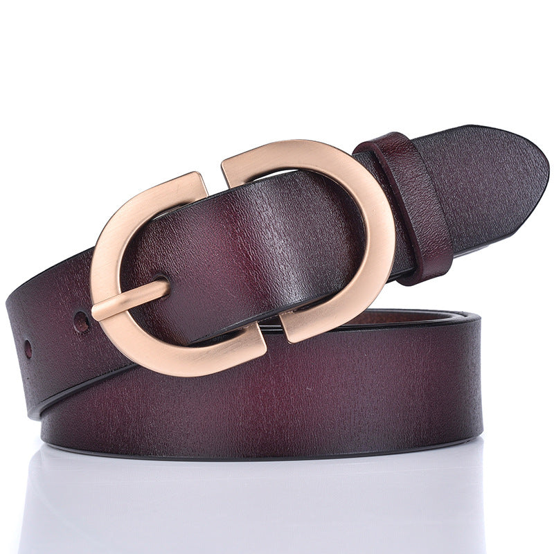 New ladies belt leather cowhide belt buckle Joker casual retro pants with a generation of factory outlets