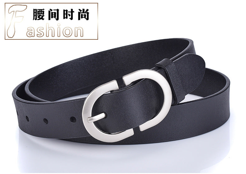 New ladies belt leather cowhide belt buckle Joker casual retro pants with a generation of factory outlets