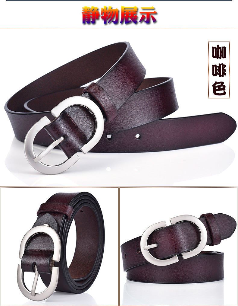 New ladies belt leather cowhide belt buckle Joker casual retro pants with a generation of factory outlets