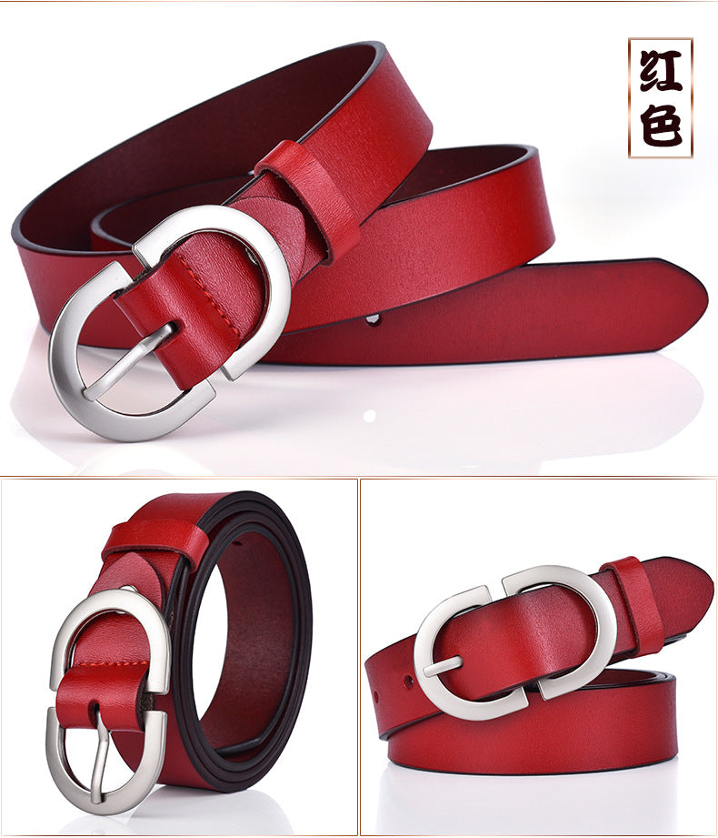 New ladies belt leather cowhide belt buckle Joker casual retro pants with a generation of factory outlets