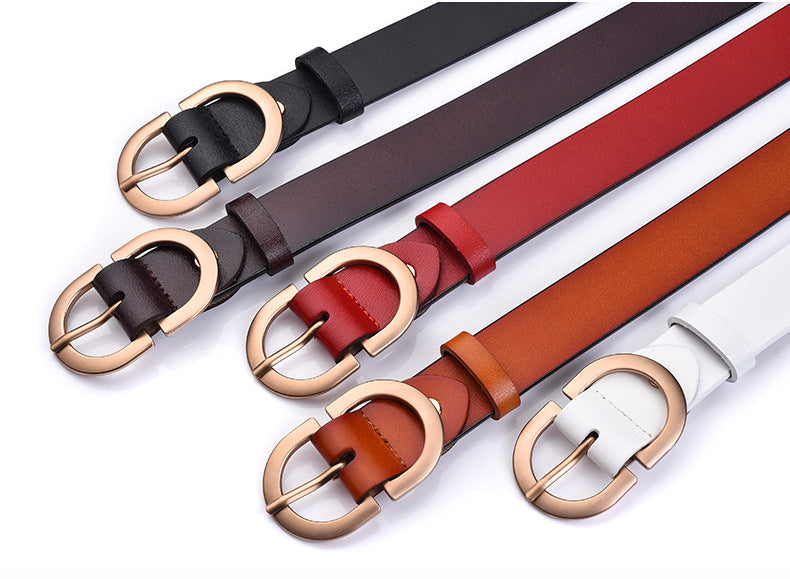 New ladies belt leather cowhide belt buckle Joker casual retro pants with a generation of factory outlets