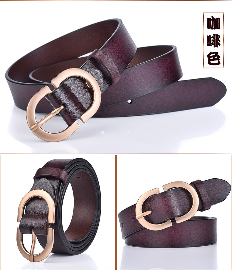 New ladies belt leather cowhide belt buckle Joker casual retro pants with a generation of factory outlets