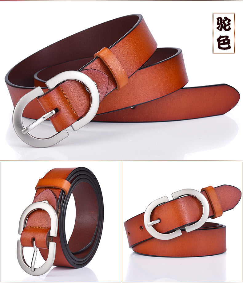 New ladies belt leather cowhide belt buckle Joker casual retro pants with a generation of factory outlets