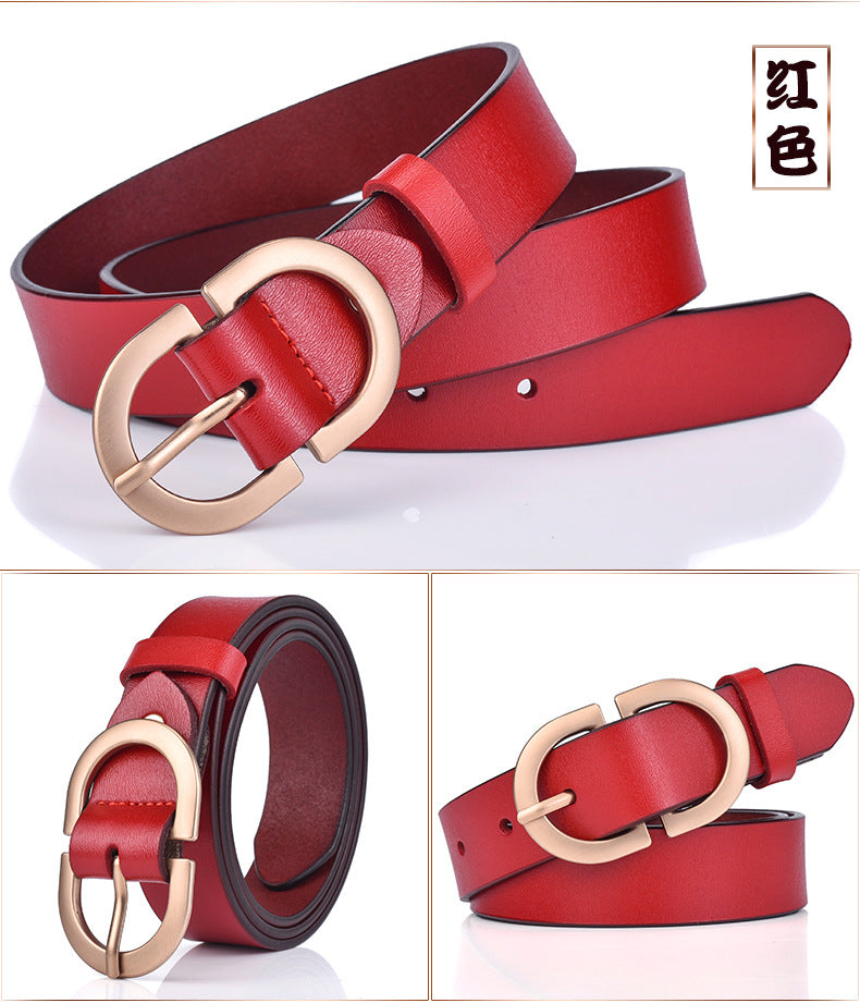 New ladies belt leather cowhide belt buckle Joker casual retro pants with a generation of factory outlets