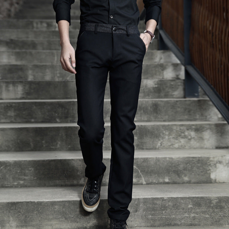 Spring and summer leggings suit pants British trousers men's business casual pants Korean slim straight black thin