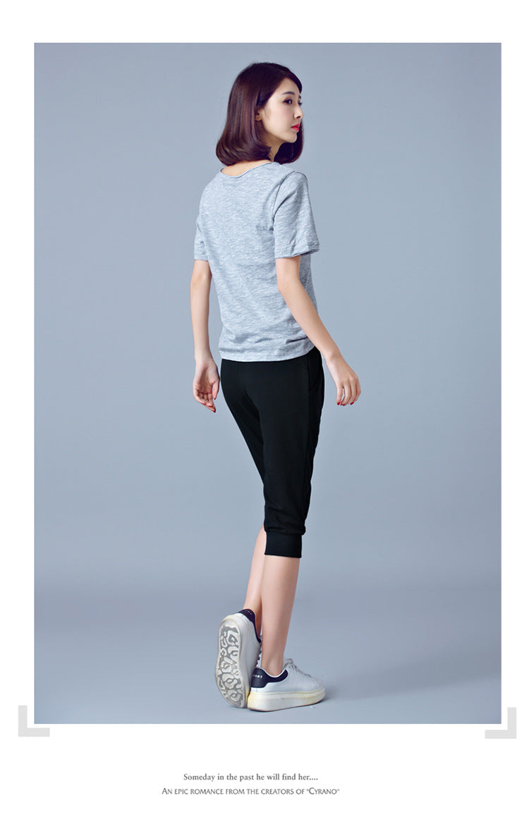 High-Waisted Stretch Cropped Pants for Women, Summer Thin Sports Pants, Loose Harem Pants 100kg Fat mm Large Size Casual Pants for Women