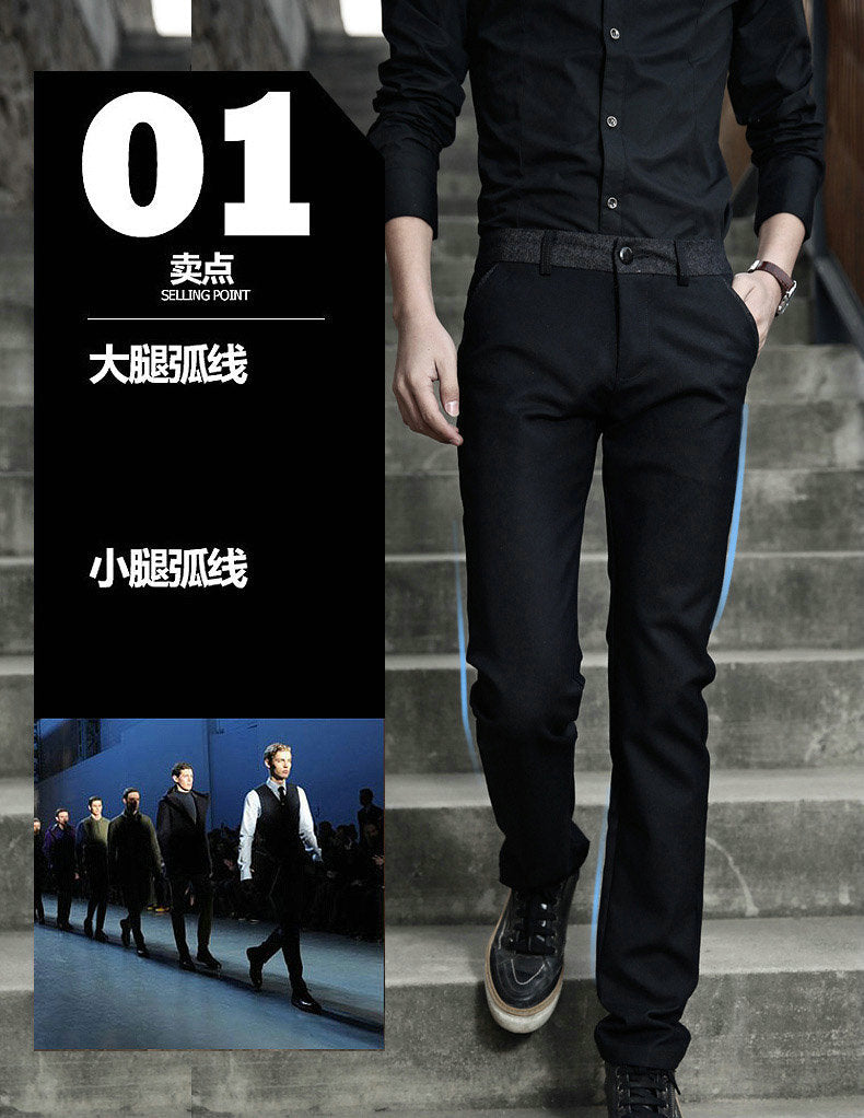 Spring and summer leggings suit pants British trousers men's business casual pants Korean slim straight black thin