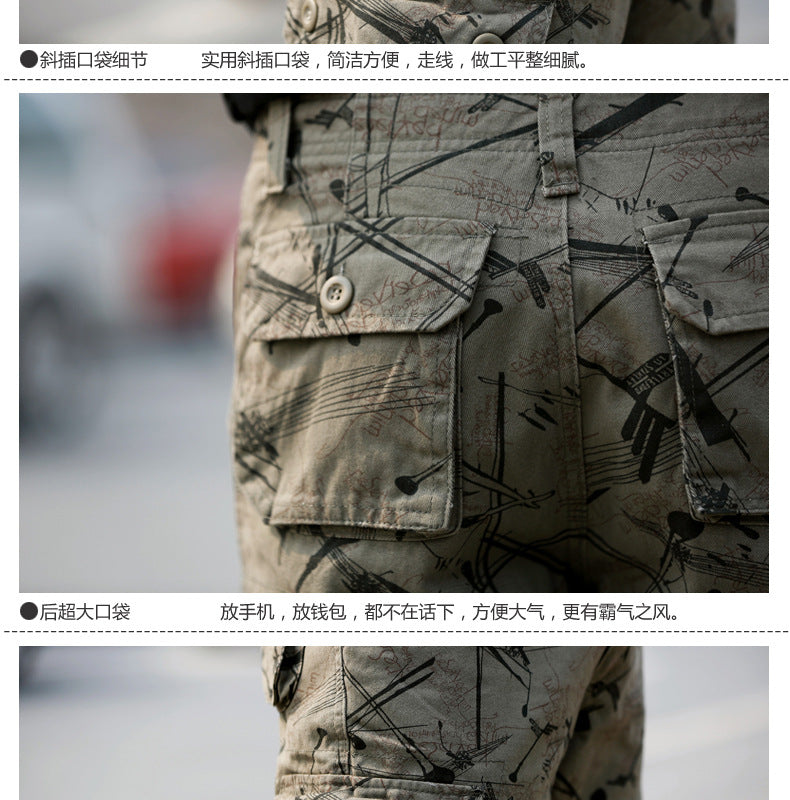 Summer New Arrival Capri Pants Men's Middle-Aged Pure Cotton Beach Pants Shorts Large Size Loose Medium Pants Crockwear Pants Outdoor