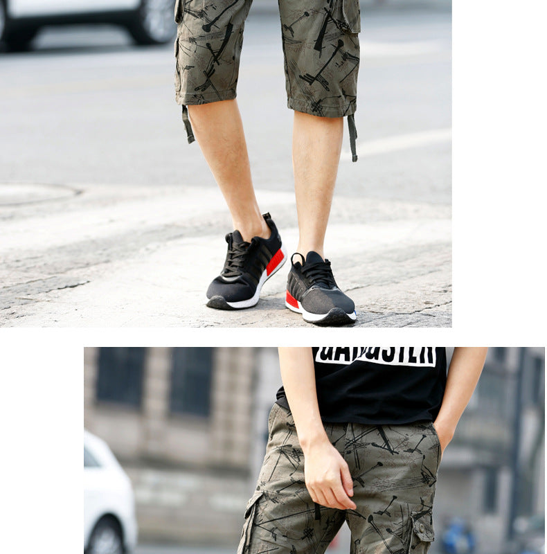 Summer New Arrival Capri Pants Men's Middle-Aged Pure Cotton Beach Pants Shorts Large Size Loose Medium Pants Crockwear Pants Outdoor