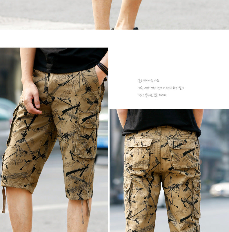 Summer New Arrival Capri Pants Men's Middle-Aged Pure Cotton Beach Pants Shorts Large Size Loose Medium Pants Crockwear Pants Outdoor