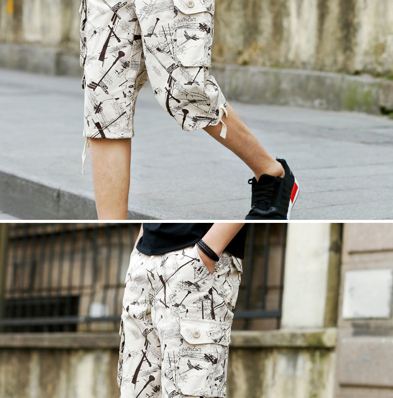 Summer New Arrival Capri Pants Men's Middle-Aged Pure Cotton Beach Pants Shorts Large Size Loose Medium Pants Crockwear Pants Outdoor