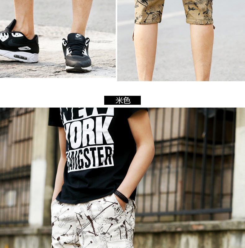 Summer New Arrival Capri Pants Men's Middle-Aged Pure Cotton Beach Pants Shorts Large Size Loose Medium Pants Crockwear Pants Outdoor