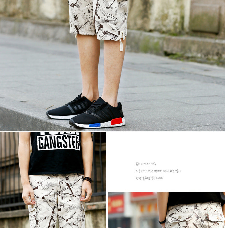 Summer New Arrival Capri Pants Men's Middle-Aged Pure Cotton Beach Pants Shorts Large Size Loose Medium Pants Crockwear Pants Outdoor