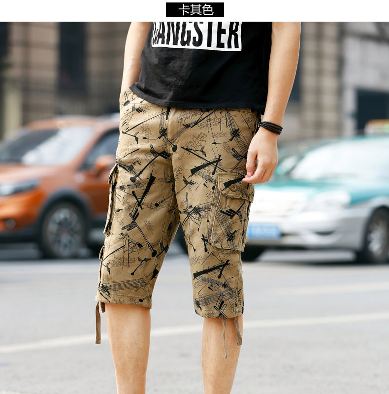 Summer New Arrival Capri Pants Men's Middle-Aged Pure Cotton Beach Pants Shorts Large Size Loose Medium Pants Crockwear Pants Outdoor