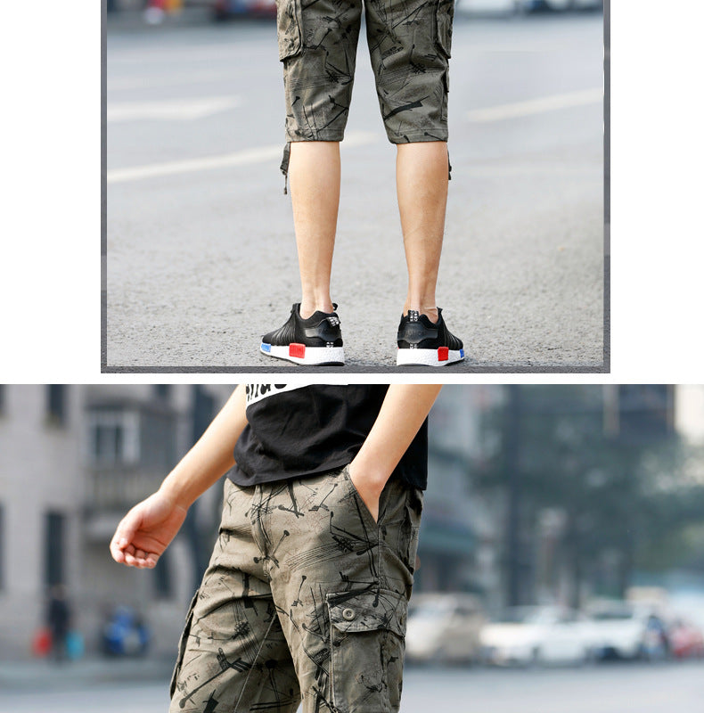 Summer New Arrival Capri Pants Men's Middle-Aged Pure Cotton Beach Pants Shorts Large Size Loose Medium Pants Crockwear Pants Outdoor