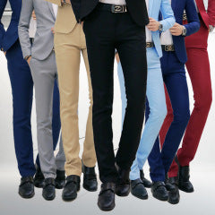 Spring and summer leggings suit pants British trousers men's business casual pants Korean slim straight black thin