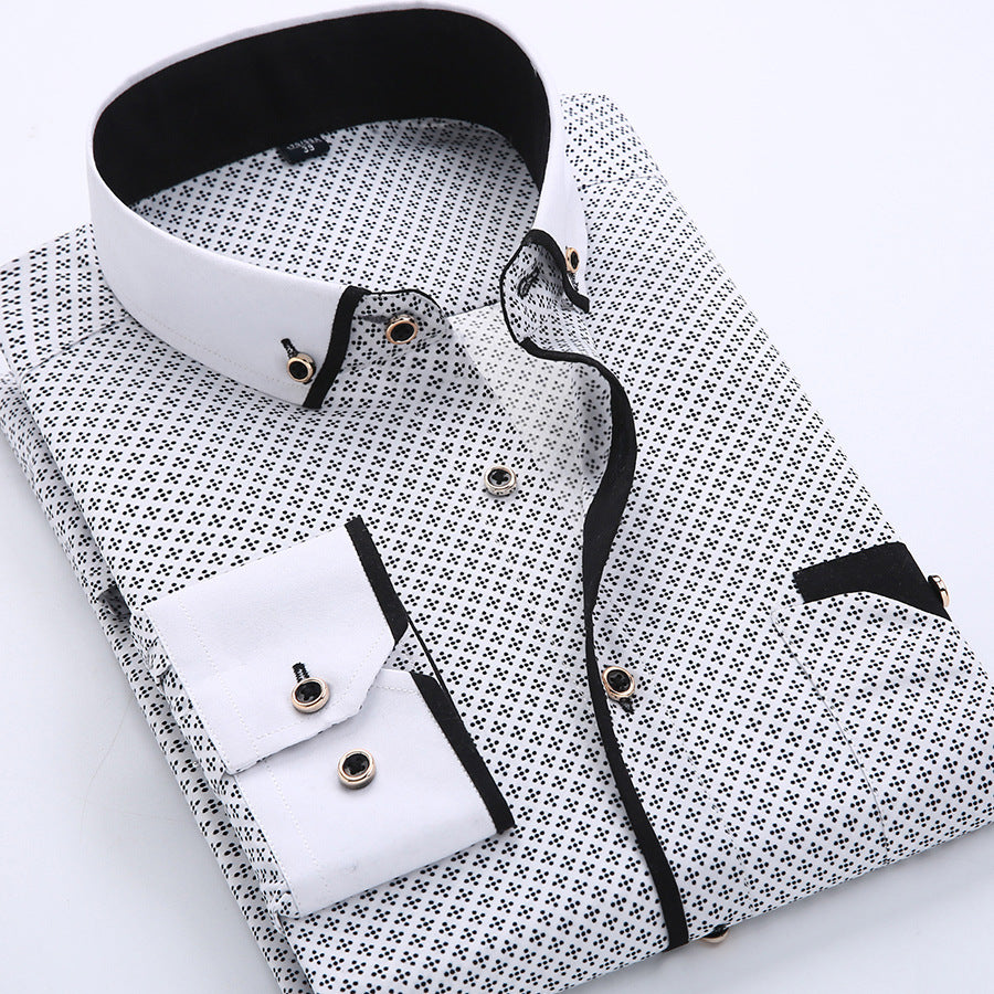 Mebison Men's Slim-Fit Long-Sleeve Dress Shirt - Printed Casual Shirt