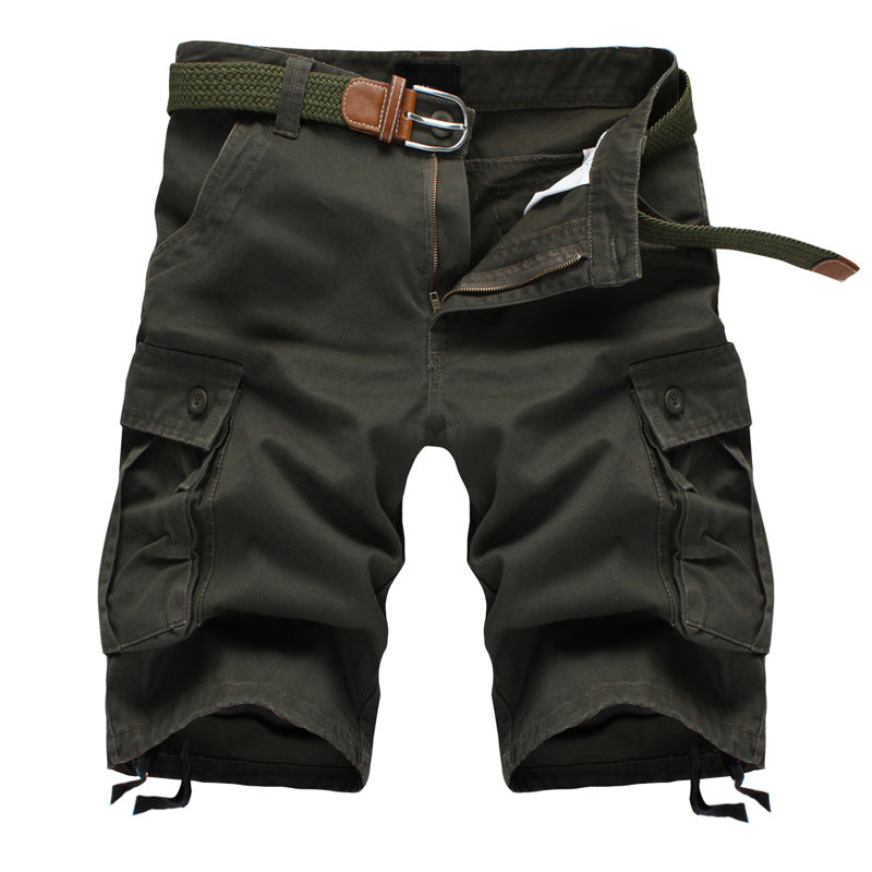 Summer Trendy Brand Cargo Shorts Men's Pants Multi-Pocket Large Size Pure Cotton Casual Mid-Pants Men's Loose Pants