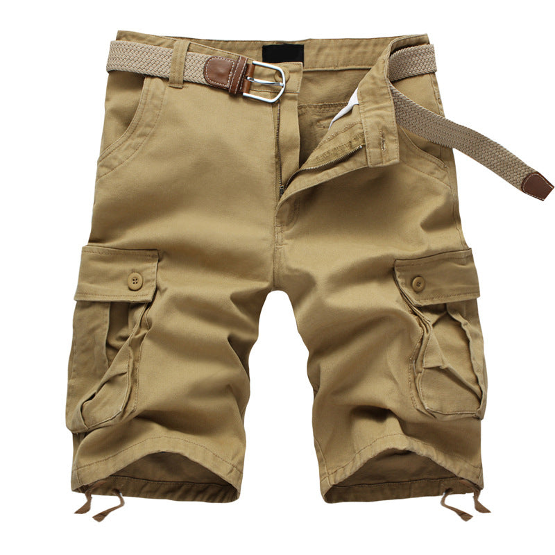 Summer Trendy Brand Cargo Shorts Men's Pants Multi-Pocket Large Size Pure Cotton Casual Mid-Pants Men's Loose Pants