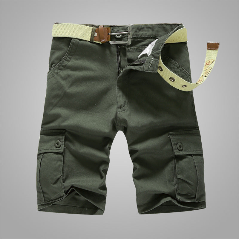 Summer Trendy Brand Cargo Shorts Men's Pants Multi-Pocket Large Size Pure Cotton Casual Mid-Pants Men's Loose Pants