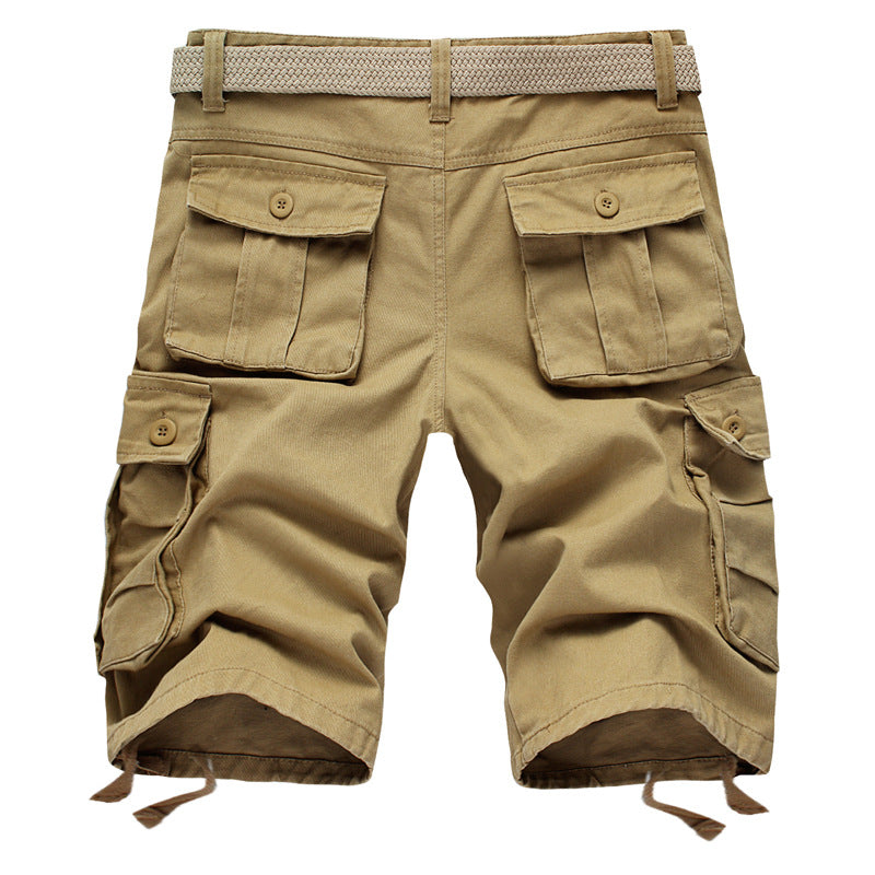 Summer Trendy Brand Cargo Shorts Men's Pants Multi-Pocket Large Size Pure Cotton Casual Mid-Pants Men's Loose Pants