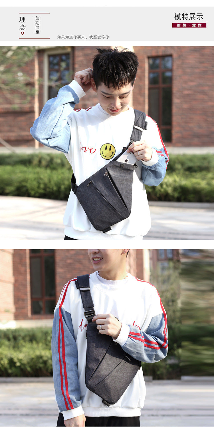 Right shoulder gun bag cross-border wholesale nylon chest bag men's lightweight simple large capacity messenger bag casual close-fitting shoulder bag
