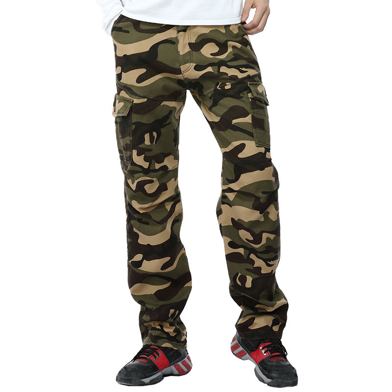2017 Foreign Trade men's velvet padded fat camouflage overalls outdoor trousers k1005