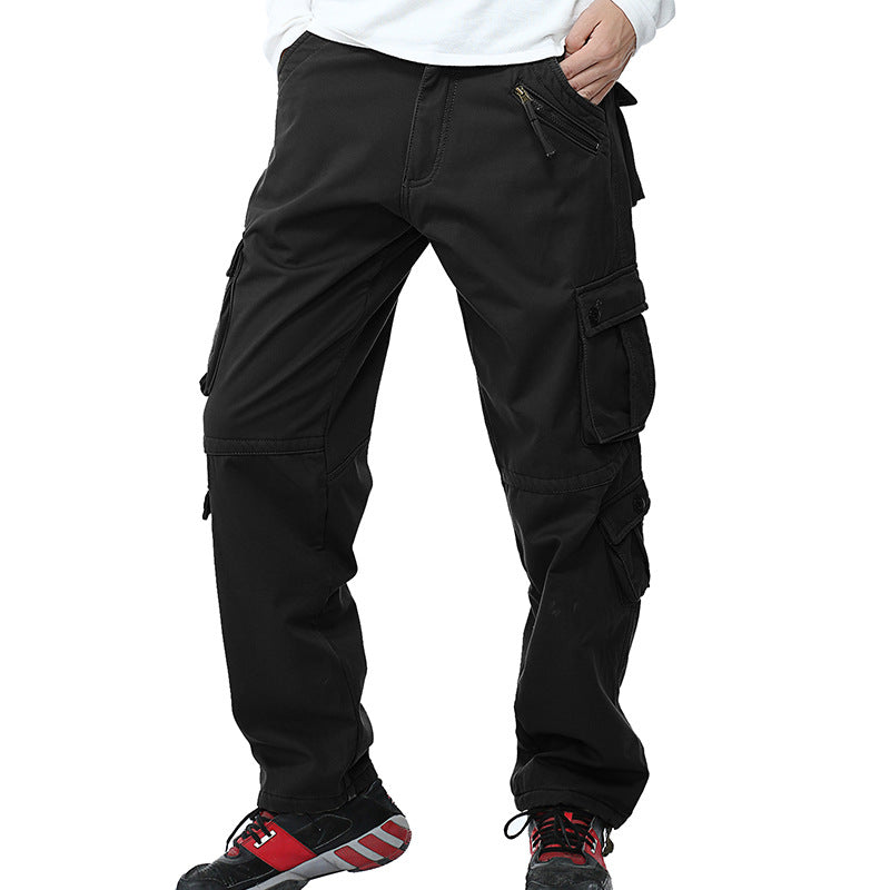 Foreign trade plus velvet padded loose large size tooling pants fat guy 022 padded