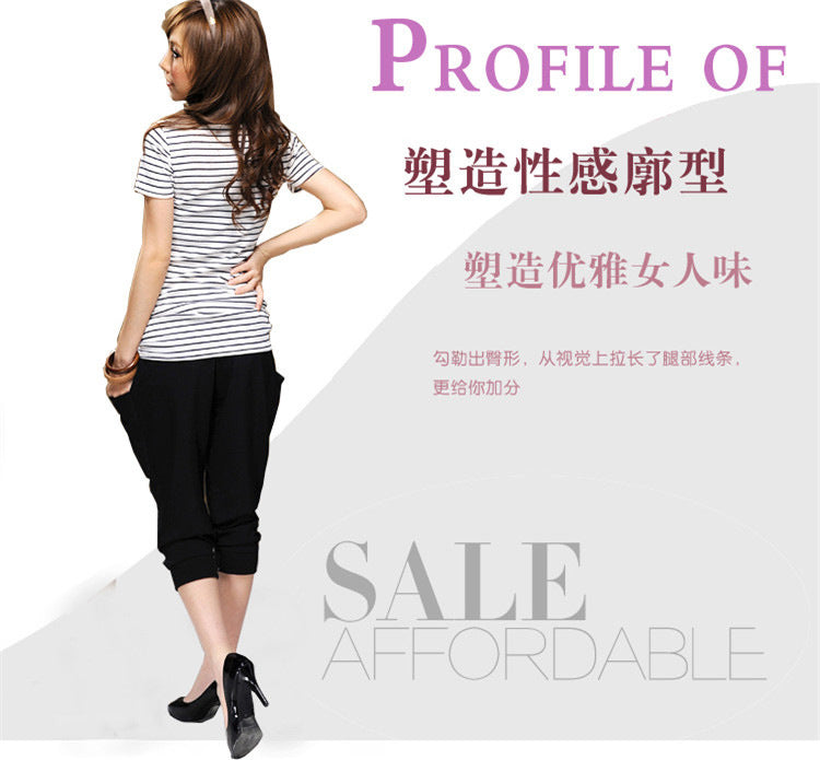 150kg Plus Size Cropped Pants Summer Clothes for Fat Girls 150kg Milk Silk Plus Fat Enlarged Elastic Slimming Look Harem Pants