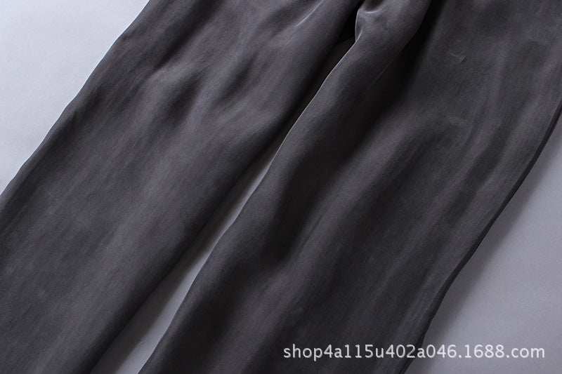 Summer Thin Copper Ammonia Silk Casual Pants Mulberry Silk Trousers Men's Wear Loose Large Size Men's Pants with Loose Waist