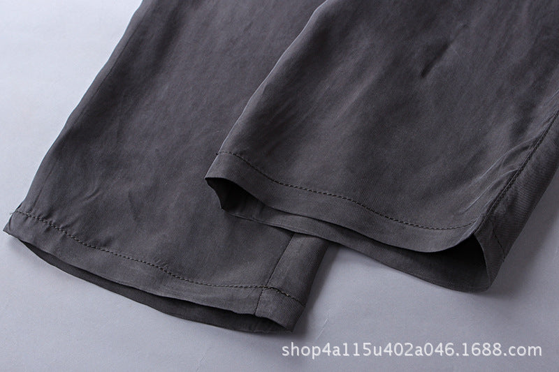Summer Thin Copper Ammonia Silk Casual Pants Mulberry Silk Trousers Men's Wear Loose Large Size Men's Pants with Loose Waist