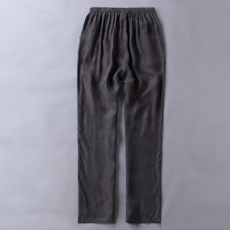 Summer Thin Copper Ammonia Silk Casual Pants Mulberry Silk Trousers Men's Wear Loose Large Size Men's Pants with Loose Waist