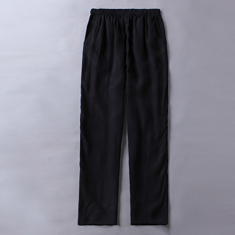 Summer Thin Copper Ammonia Silk Casual Pants Mulberry Silk Trousers Men's Wear Loose Large Size Men's Pants with Loose Waist