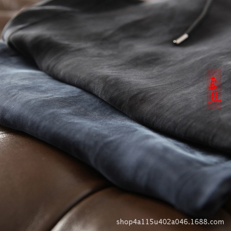 Summer Thin Copper Ammonia Silk Casual Pants Mulberry Silk Trousers Men's Wear Loose Large Size Men's Pants with Loose Waist