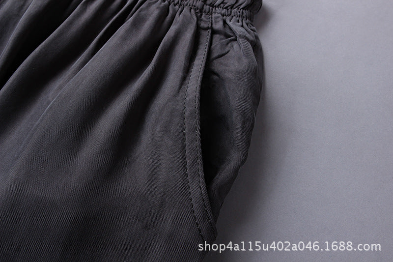 Summer Thin Copper Ammonia Silk Casual Pants Mulberry Silk Trousers Men's Wear Loose Large Size Men's Pants with Loose Waist
